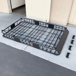 (New in box) $160 Universal Roof Rack Basket Set 64x39x6” Max 150Lbs, Includes (Cargo Net)