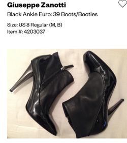 Giuseppe Zanotti Black Ankle Euro: 39 Boots/Booties