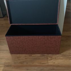 Folding Storage Container: ottoman, Faux Leather For Bedroom, Children’s Room Or Any room .