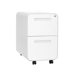 Laura Davidson Furniture Stockpile 2 Drawer Mobile File Cabinet with Lock - Under Desk Metal Filing Cabinet, Legal/Letter File Folders, Wheels and Sta