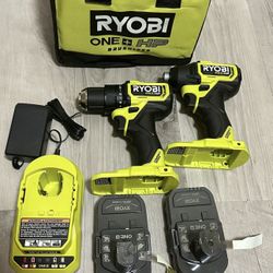 RYOBI ONE+ HP 18V Brushless Cordless Compact 1/2 in. Drill & Impact Driver with (2) 1.5 Ah Batteries, Charger