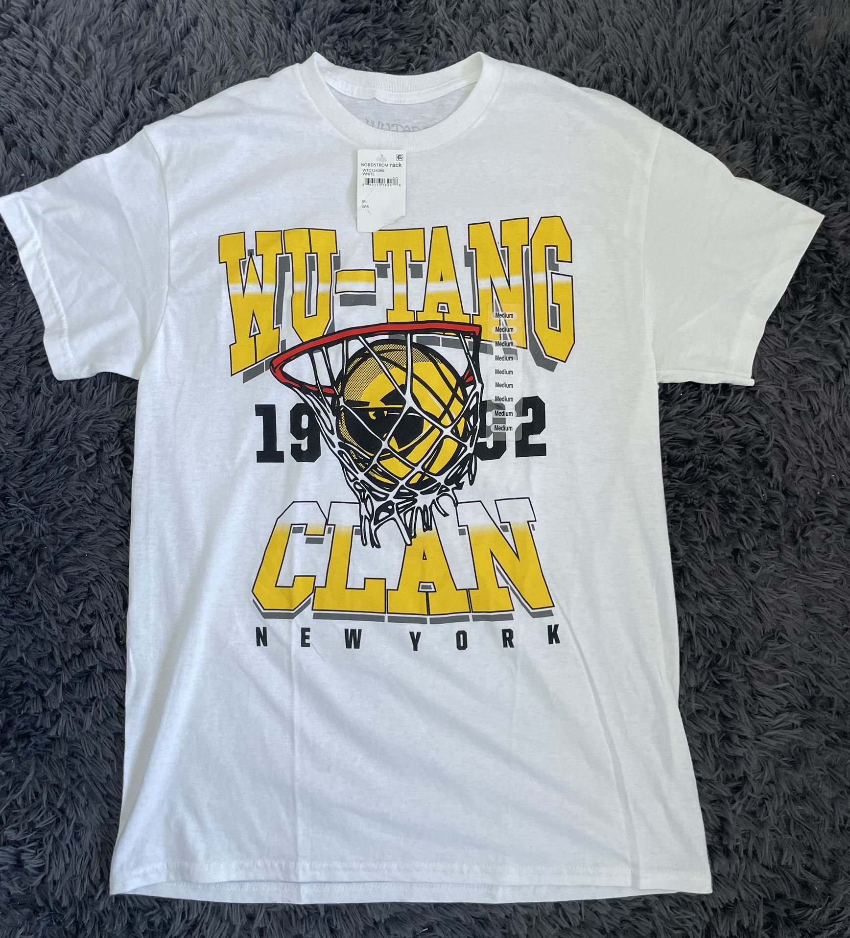 Wu-Tang Clan Basketball 1992 White Graphic T Shirt Size NWT | Men Medium