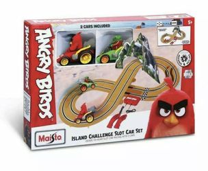 KIDS ISLAND CHALLENGE ANGRY BIRDS Slot Racing Car Toy Set Xmas Gift M82505 UK