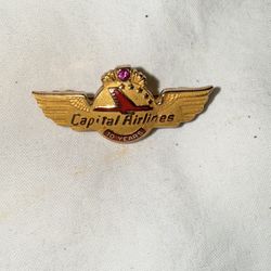 vintage Capital Airlines, Five Year Service Pen Gold With Ruby Stone