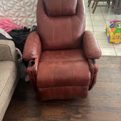 Brown Leather Recliner with Massage - Needs Repair