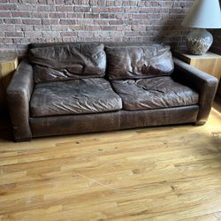Restoration Hardware Brown Leather Couch