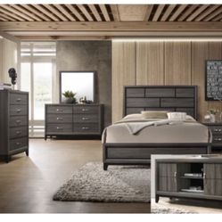 New Charcoal Finish Bedroom Set