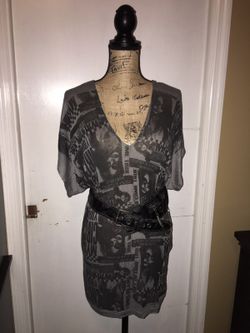 ✨"Papaya" Grey & Black Long Shirt or Tunic Sz (S)✨