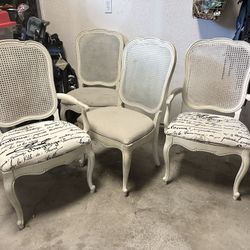 Set of 4 Vintage Cane Back Chairs + Bonus Chair 
