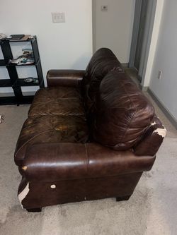 Brown leather sofa set