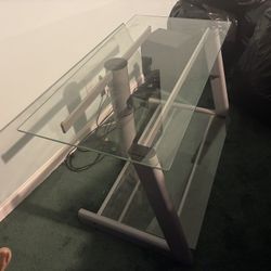 Sleek glass and metal TV stand — modern, sturdy, and perfect for small spaces or apartments
