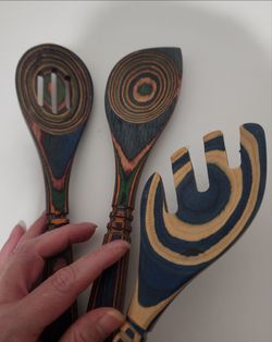 Kitchen Set/3 Colorful Wooden Spoons/Spatulas BNWOT