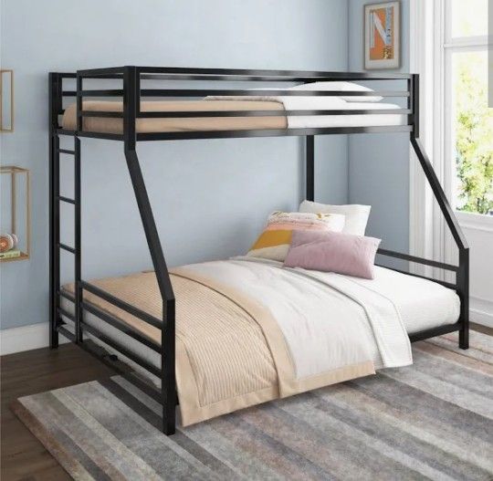 New Inbox Twin Over Full Bunk Bed Metal Black 
