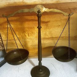 Scales Of Justice And Old Medical Pharmacy Scales