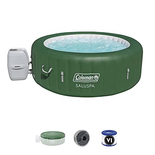  Coleman SaluSpa Inflatable Hot Tub Spa | Portable Hot Tub with Heated Water System and 140 Bubble Jets | Fits Up to 4 People