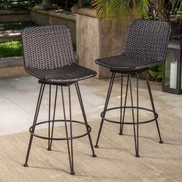 Set of 4 Rattan Swivel Bar Stools