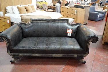Leather Roll Arm Sofa — Old Hickory Tannery (Black Croc)