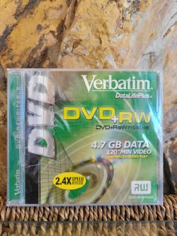 New Verbatim - DVD+RW 4.7GB Data 120 min video - 240 Minute Extended Play