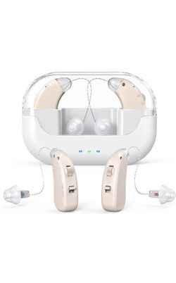 Rechargeable Hearing Aids for Adults & Seniors, hearing aids, Noise Cancelling Behind-the-Ear Amplifiers – Portable Charging Case, Lightweight, Steple