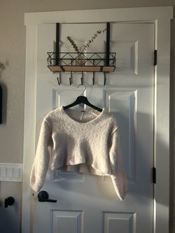 XS Free People Alpaca Wool Blend Cropped Sweater | Ivory Beige Fuzzy Knit