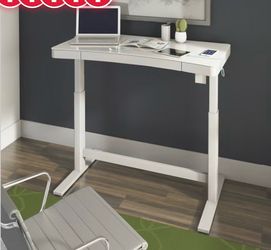 Tresanti Adjustable Height Sit/Stand Tech Desk, 47.3"L x 23.7"W x 29.4"- 47"H, White