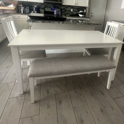 Dining Table, Bench, And Chairs