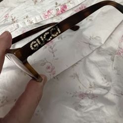 Pre-owned Gucci Dark Havana eyeglasses embellished with crystals made in Italy (No Case) 52-18-140 Comes with original clear lenses