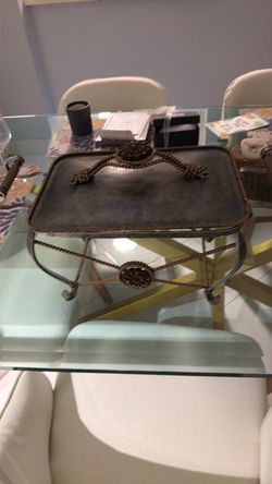 Decorative vintage Metal serving Tray with Stand