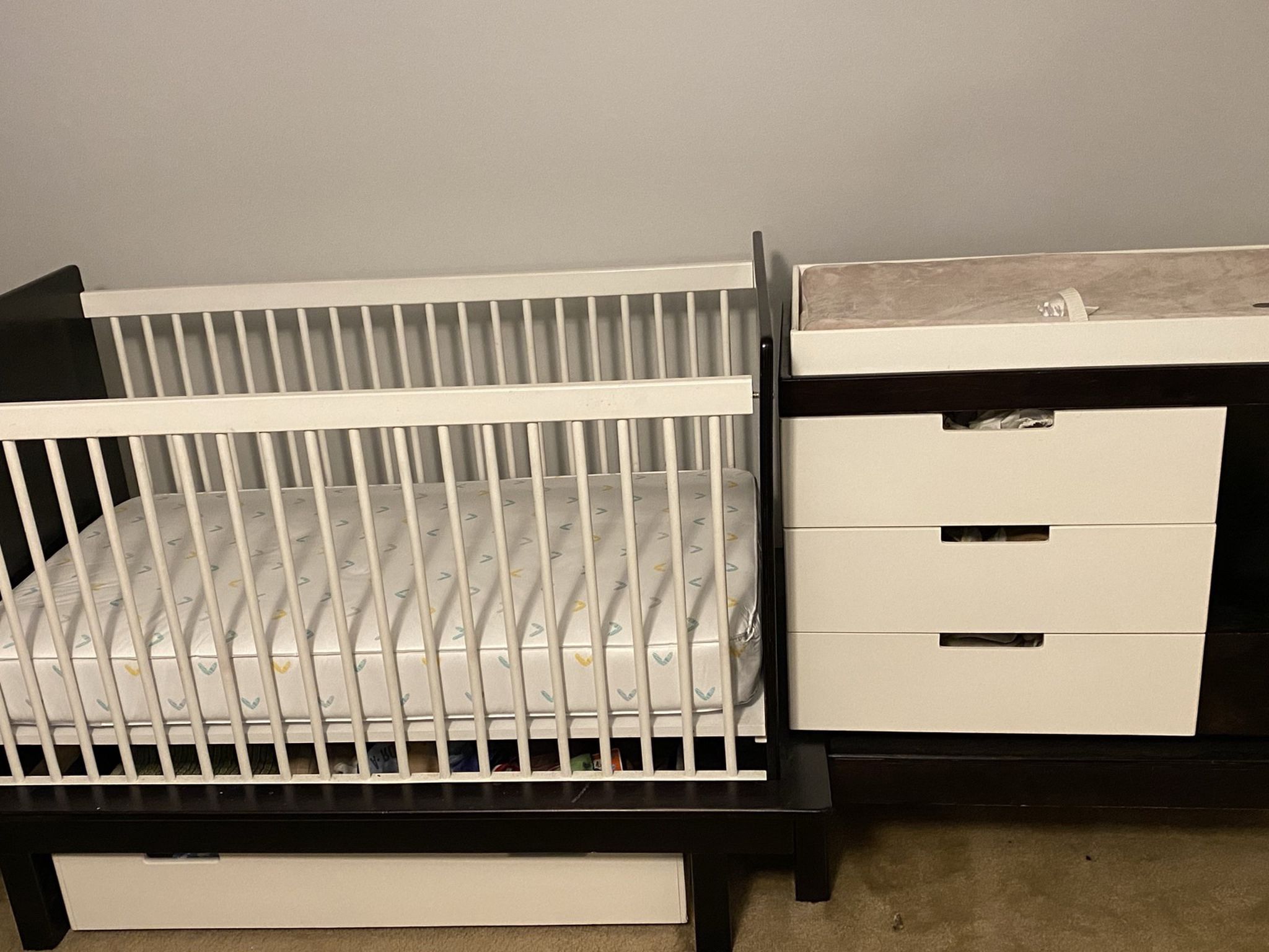 Nursery Crib, Dresser With Changing Table