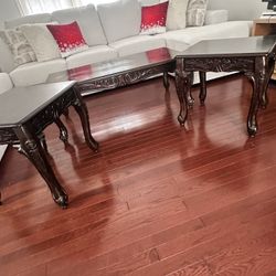 Mahogany 3 Piece Living Room Table Set