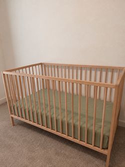 Ikea Natural Wood Baby Crib