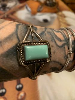Real turquoise and silver bracelet