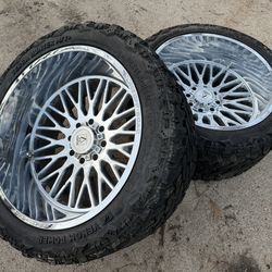 26x16 AXE Chrome Wheeles and Venom Power Tires 26” Rims 8 lug 8x180 bolt pattern fit Chevy Silverado 2500 GMC Sierra HD heavy Duty Denali 3/4 ton  26 