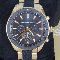 New Men's Goldtone Armani Exchange Big Face Watch 