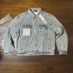 Purple Brand Rhinestone Embellished Denim Jacket