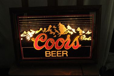 1980s Coors Beer Bar Sign Lighted Mirror  25" x 18" 