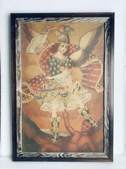 Cusco Canvas Painting Michael Archangel Judging, 26" x 18" x 1"