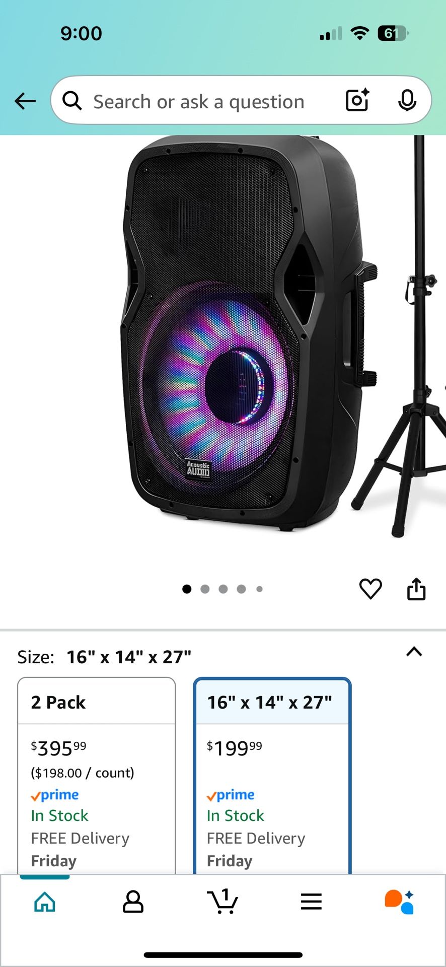 ACOUSTIC AUDIO 15 INCH POWERED SPEAKER 1000 Watts 