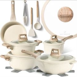 JUST PERFECTO Induction Pots Set - Pan Set with Lid - Induction Pots Set - Pots & Pans Set without PTFE and PFOA - Cookware Pot Set Induction 14Pcs (l