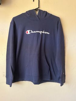 Champion Navy Blue Script Logo Hoodie