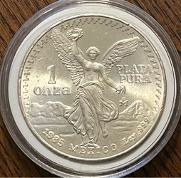 1 Oz Silver  1985 Mexican Libertad BU Encapsulated  .999 FS