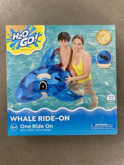 H2O Go Inflatable BLUE WHALE RIDE-ON 62 x 37 Inches.