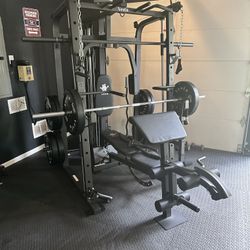 Vesta Fitness Smith Machine 1001 w/Bench Attachment | 230lb Bumpers Olympic Weights | 7ft Olympic Bar | Fitness | Gym Equipment | FREE DELIVERY 🚚 