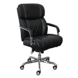 La-Z-Boy - Comfort and Beauty Sutherland Diamond-Quilted Bonded Leather Office Chair - Midnight Black
