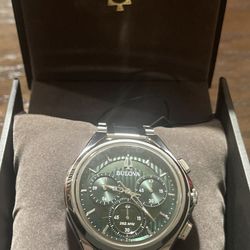 NEW✅ Bulova CURV Stainless Steel Green Chrono Dial Men's Watch 96A297 