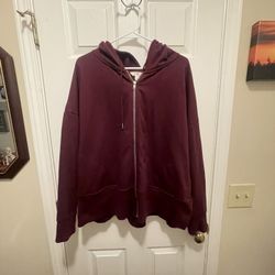 Terra & Sky Women’s Fleece Zip Up Hoodie Purple Rustic Sweatshirt Size 1X
