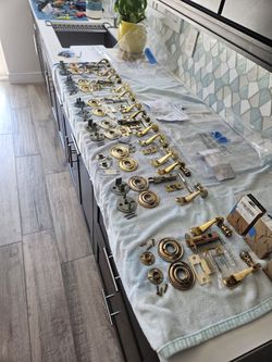 Door Hardware- 7 Sets Of Baldwin Bright Brass - $100