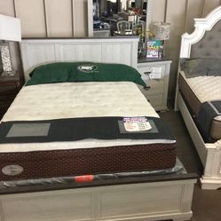 Queen Bedframe, Nightstand, Mirror, Dresser 