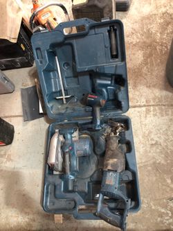 Used Bosch skill saw, flashlight, Sawzall