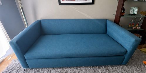 CB2 Movie Queen Sleeper Sofa Peacock Blue